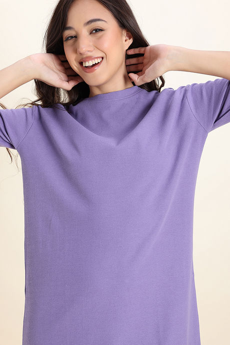 Zivame 2 Mile Fashion Knit Cotton Loungewear Dress - Purple Haze — image 6
